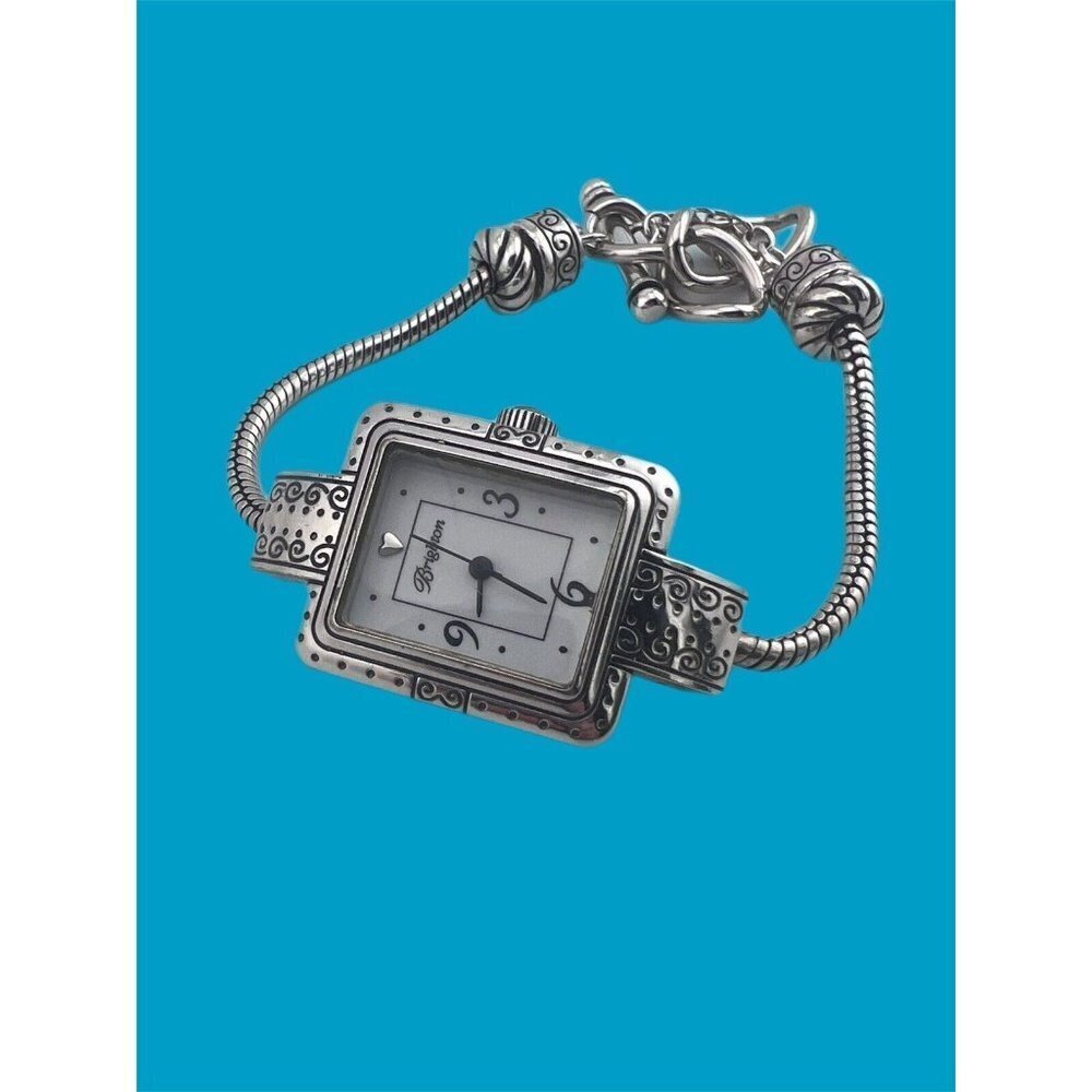 BRIGHTON SHORT HILLS SILVER WATCH WITH 2 BEADS NEW BATTERY CAN ADD BEADS - Picture 4 of 6